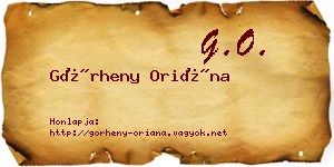 Görheny Oriána névjegykártya
